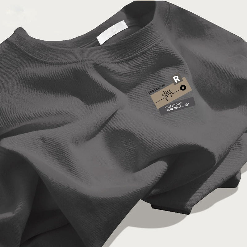 Style Casual Cotton T-Shirt for Men Round Neck T-Shirt