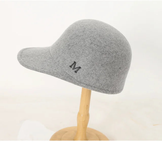 Wool Cap Solid Color Winter Baseball Cap for Men Women