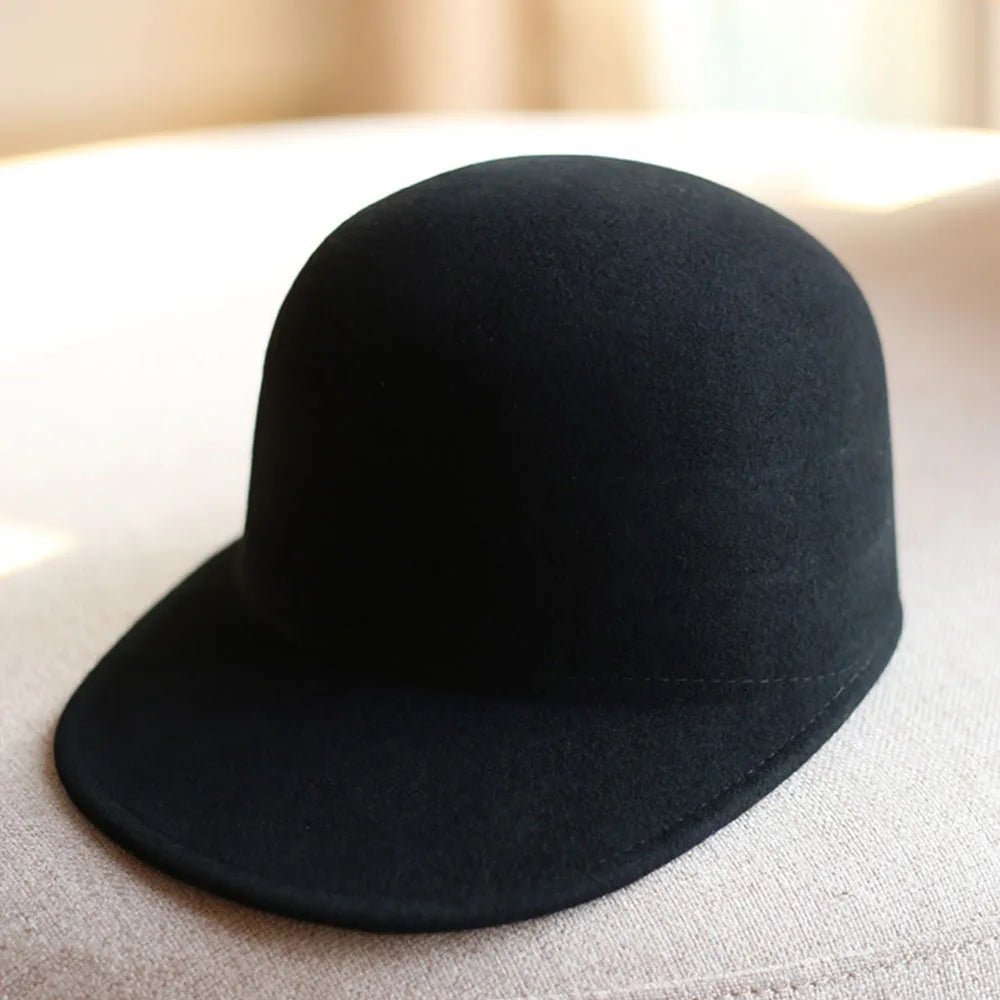 Wool Cap Solid Color Winter Baseball Cap for Men Women