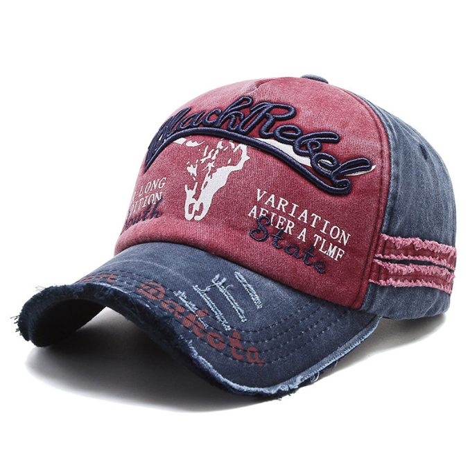 Vintage embroidered letters washed baseball cap worn sun visor hat 