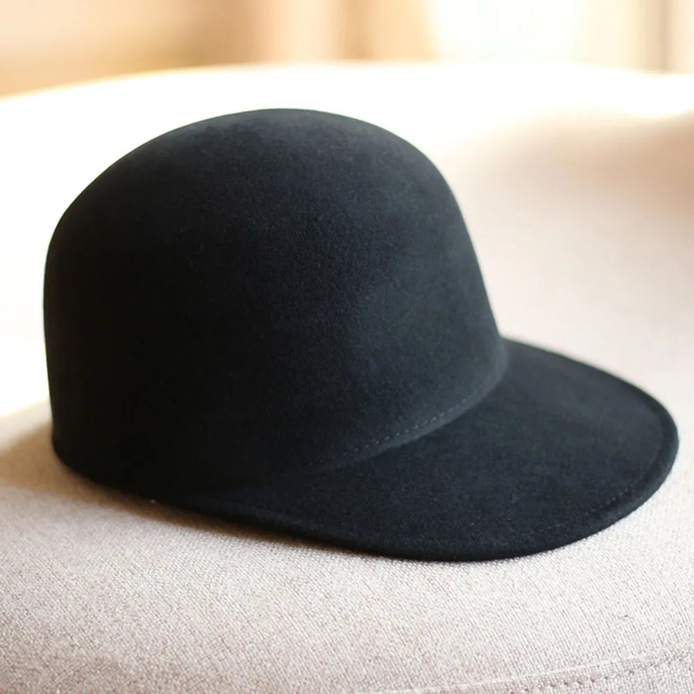 Wool Cap Solid Color Winter Baseball Cap for Men Women