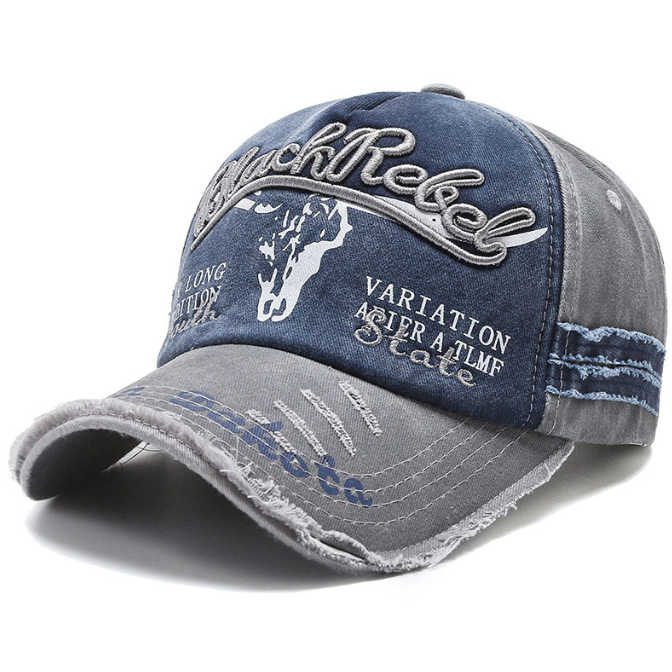 Vintage embroidered letters washed baseball cap worn sun visor hat 